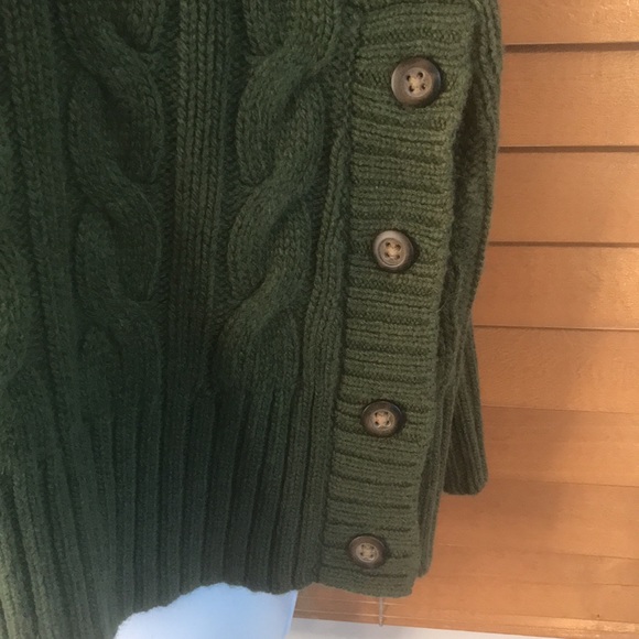 Banana Republic olive sweater poncho cape cable knit - Picture 3 of 7